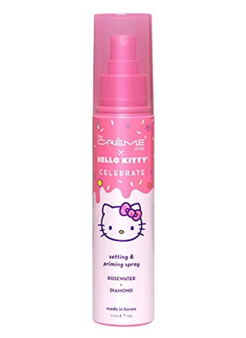 The Crème Shop x Hello Kitty - Korean Skin Care Celebrate Priming & Setting Facial Spray (Rose Water & Diamond) - Hydration, For Makeup, Natural Essence