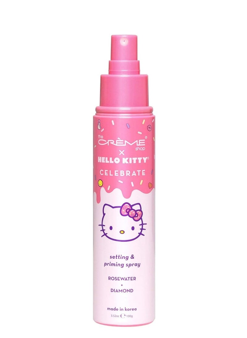 The Crème Shop x Hello Kitty - Korean Skin Care Celebrate Priming & Setting Facial Spray (Rose Water & Diamond) - Hydration, For Makeup, Natural Essence