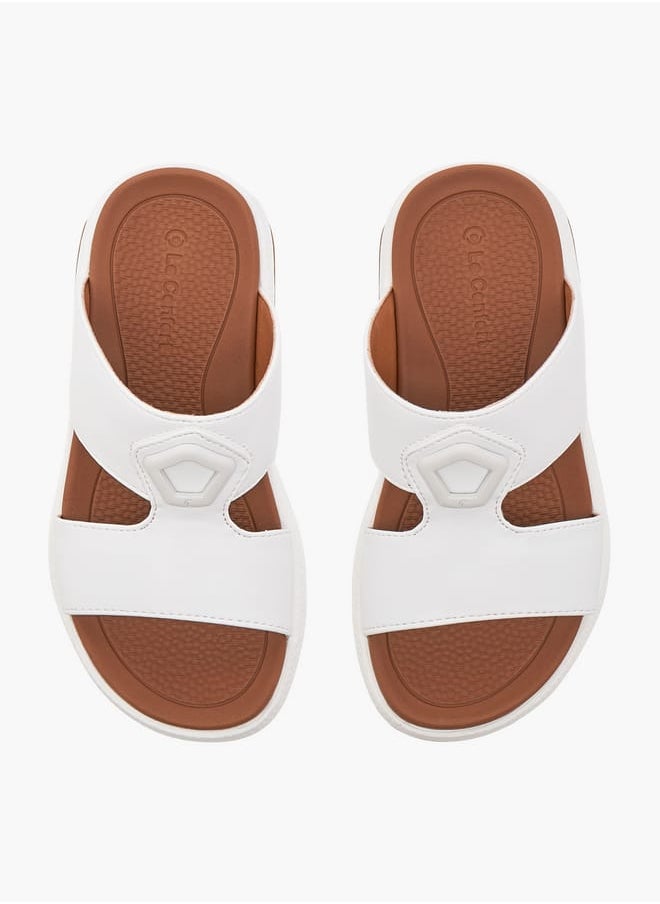 Boys Solid Arabic Sandals with Accent Detail