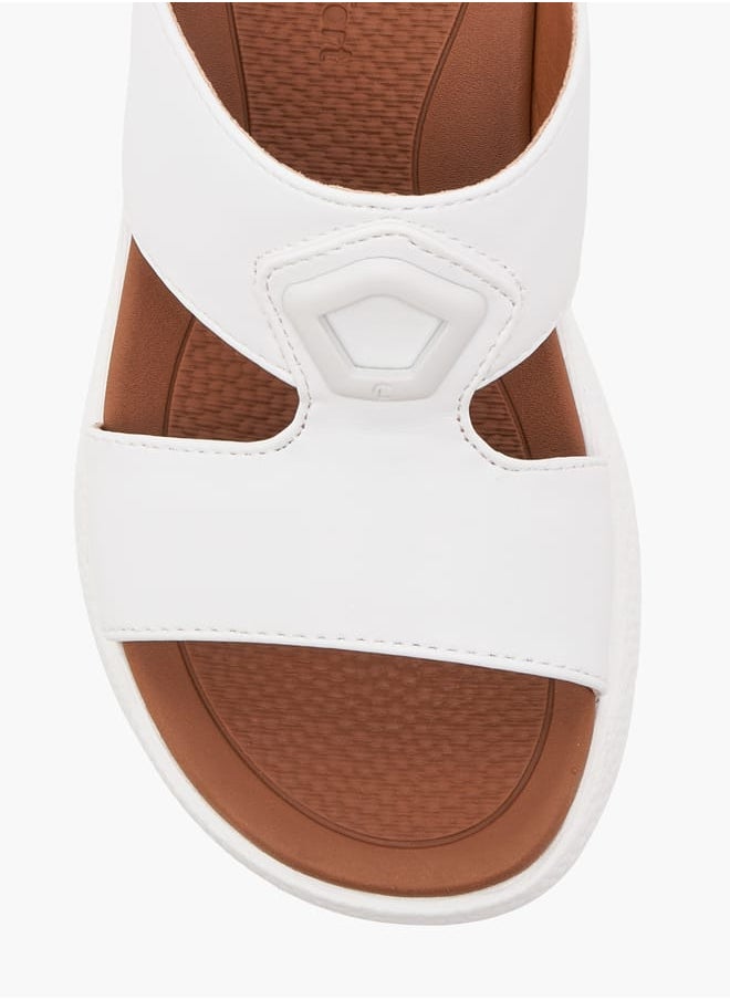 Boys Solid Arabic Sandals with Accent Detail