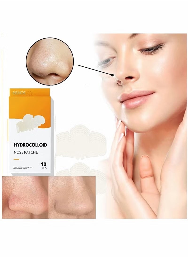 Nose Strip,Pimple Patche,Nose Sticker,Mighty Patch,Zits Strip,Hydrocolloid Patche,for Nose Pore,Zit,and Oil,Dermatologist,Approved Overnight Pore Strips to Absorb Acne Nose Gunk(10 Pcs)