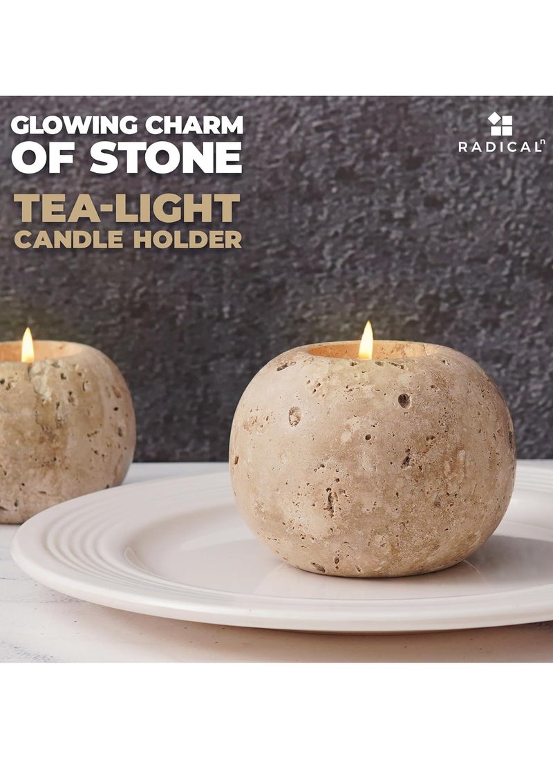 Travertine Marble Tealight Candle Holder | 4