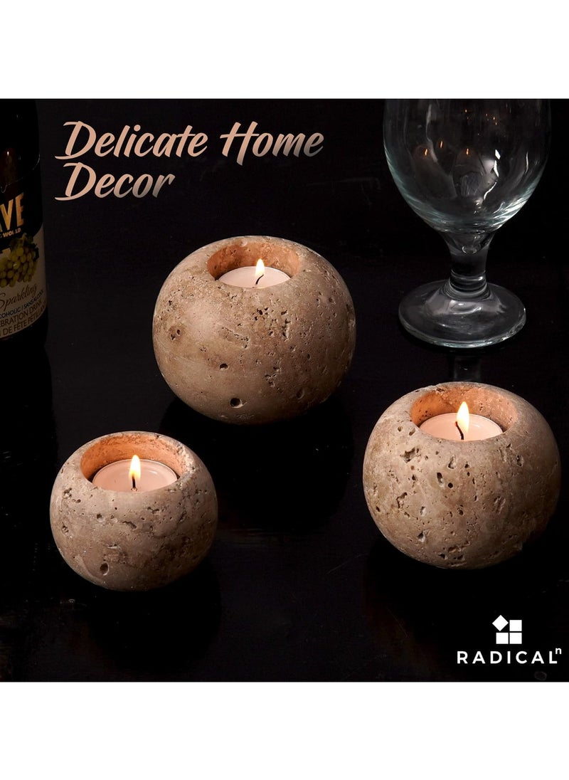 Travertine Marble Tealight Candle Holder | 4