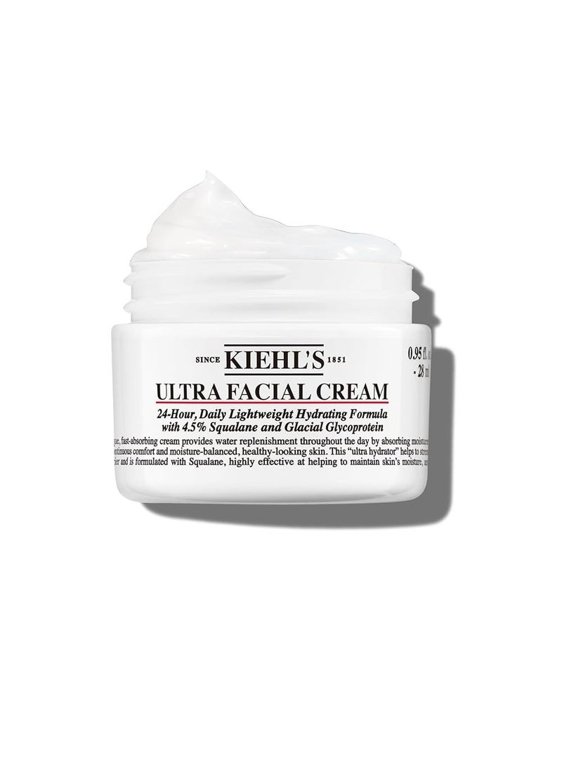 Kiehl's Ultra Facial Cream, with 4.5% Squalane to Strengthen Skin's Moisture Barrier, Skin Feels Softer and Smoother, Long-Lasting Hydration, Easy and Fast-Absorbing, Suitable for All Skin Types