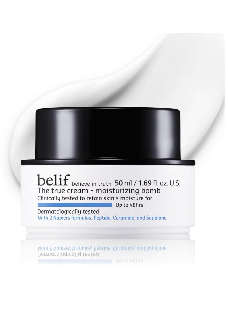 belif Moisturizing Bomb – Daily Ceramide Moisturizer with Peptide & Squalane, 48hr Hydration & Anti-Aging Cream, Milky & Lightweight, Restores Skin Barrier, Korean Skincare
