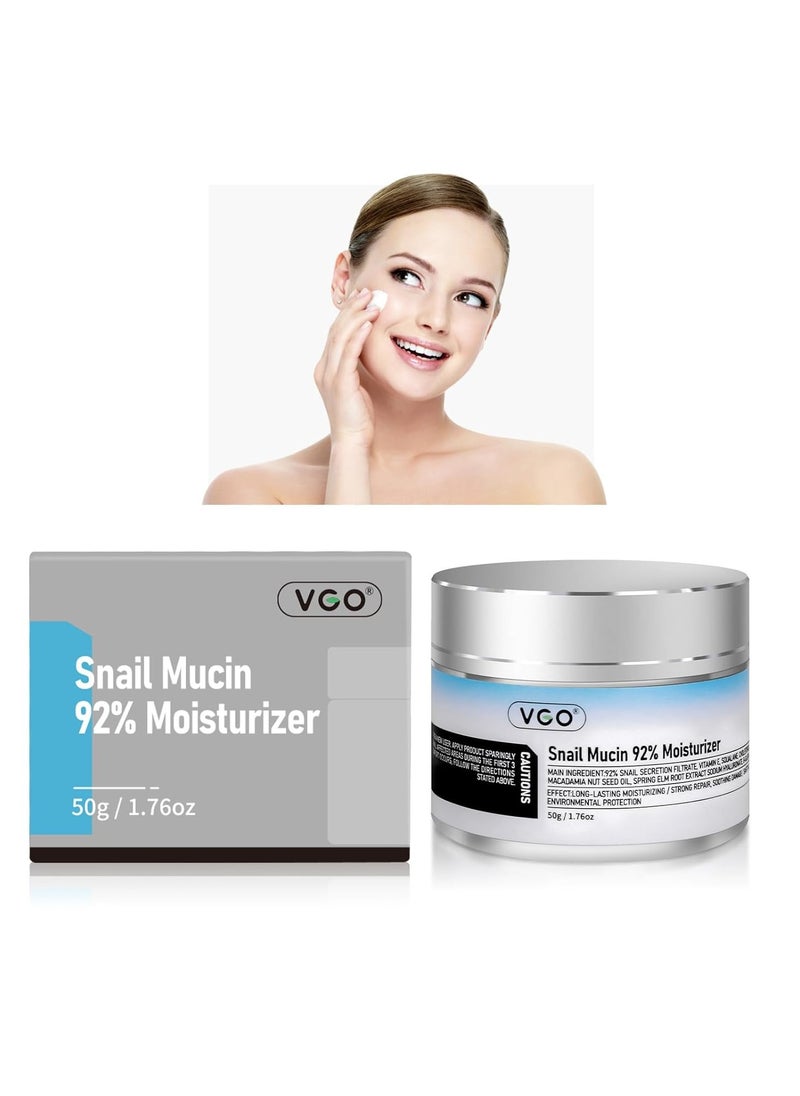 VGO Snail Mucin 92% Moisturizer Daily Face Moisturizer Hydrating Repair Face Gel Cream for Dry & Sensitive Skin, All Skin Types 50g / 1.76oz