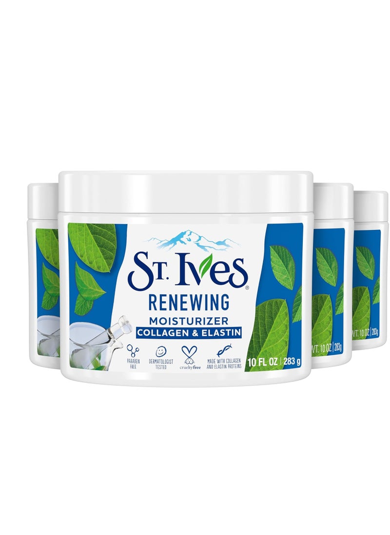 St. Ives Face Moisturizer Cream, Collagen and Elastin, Renewing Facial Moisturizer for Women, Paraben Free, Dermatologist Tested Daily Moisturizing for Dry Skin Cruelty Free, 10 oz, 4 Pack