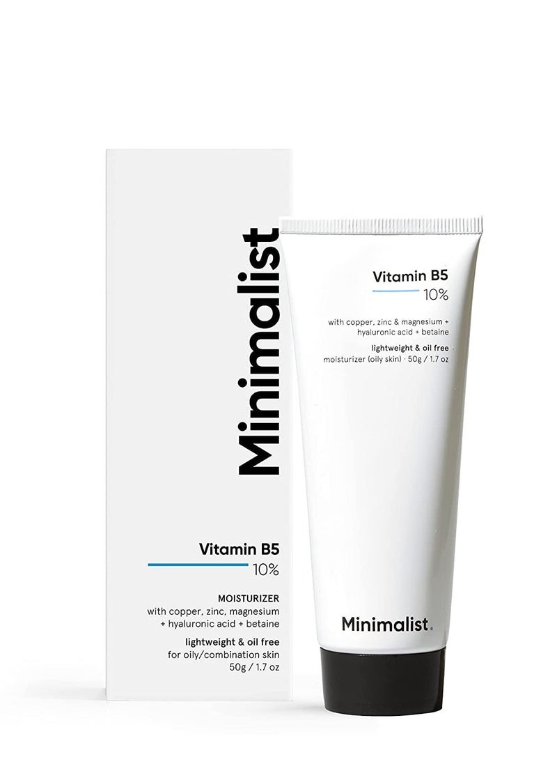 Minimalist 10% Vitamin B5 Face Moisturizer for Oily & Acne Prone Skin | Oil Free Fast Absorbing Lightweight Gel | For Women & Men | 1.7 Oz / 50 gm