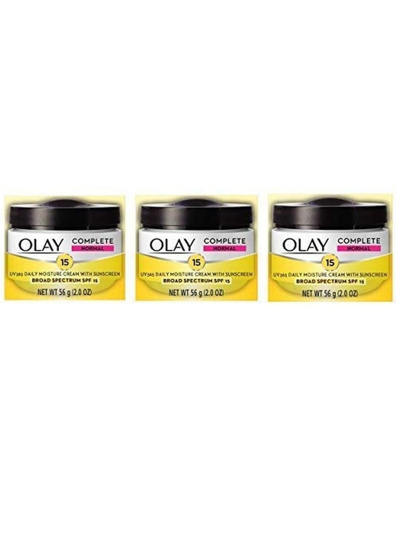 Olay Face Moisturizer Complete All Day UV Moisture Cream with Sunscreen SPF 15, Normal Skin, 2 Fl Oz (Pack of 3)