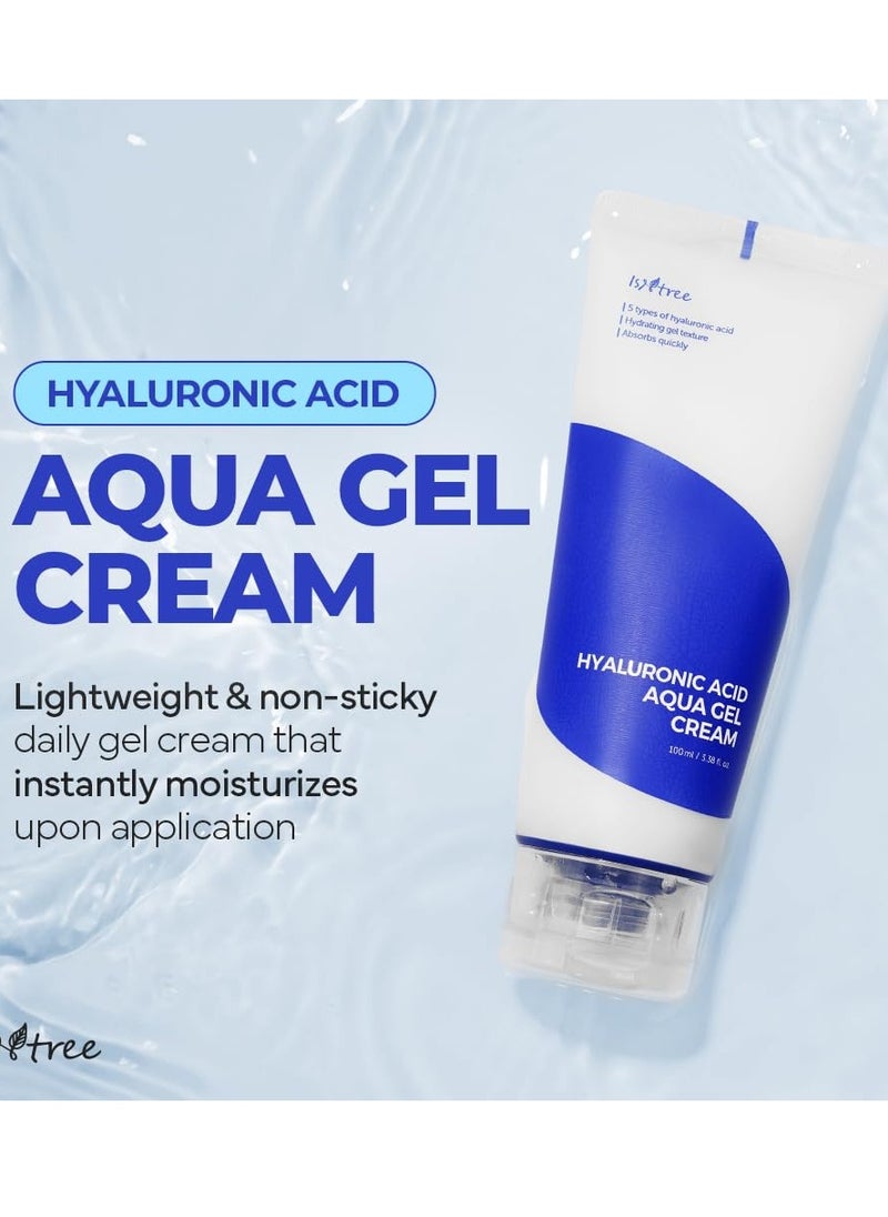 IsNtree Hyaluronic Acid Aqua Gel Cream 100ml, 3.38 fl.oz | Korean Skincare | Lightweight Hydrating Gel | Quick Absorbing Moisturizer
