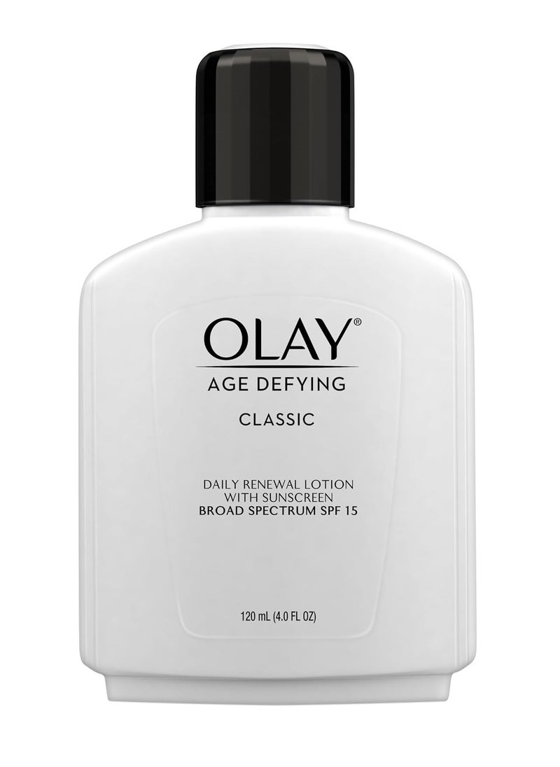 Face Moisturizer by Olay, Age Defying Classic Daily Renewal Lotion, With Sunscreen, Classic,4 oz