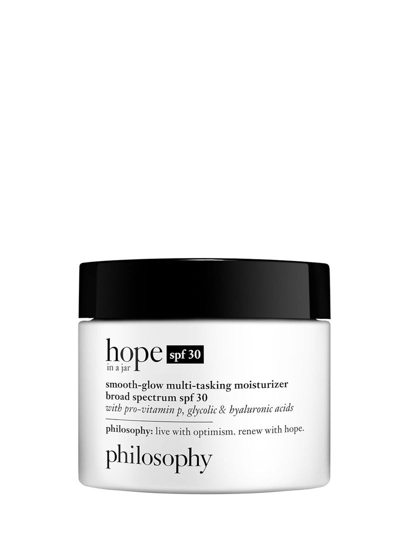 philosophy hope in a jar smooth-glow multi-tasking face moisturizer + spf 30 - with pro-vitamin P, glycolic acid & hyaluronic acid - provides deep & long-lasting hydration - 2 fl oz