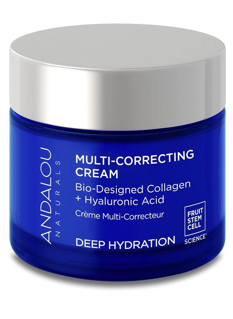 Andalou Naturals Deep Hydration Face Moisturizer, Multi-Correcting Cream, Day & Night Moisturizer for Face with Hyaluronic Acid & Vegan Collagen for Softer & More Supple Skin, 1.7 fl oz