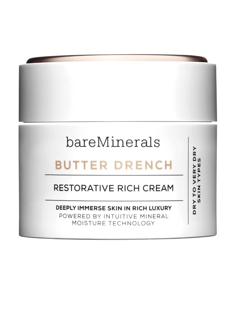 bareMinerals Butter Drench Restorative Rich Face Cream, Hydrating Face Lotion, Helps Skin Retain Moisture, Soothes Dry Skin, Non-Comedogenic, Vegan