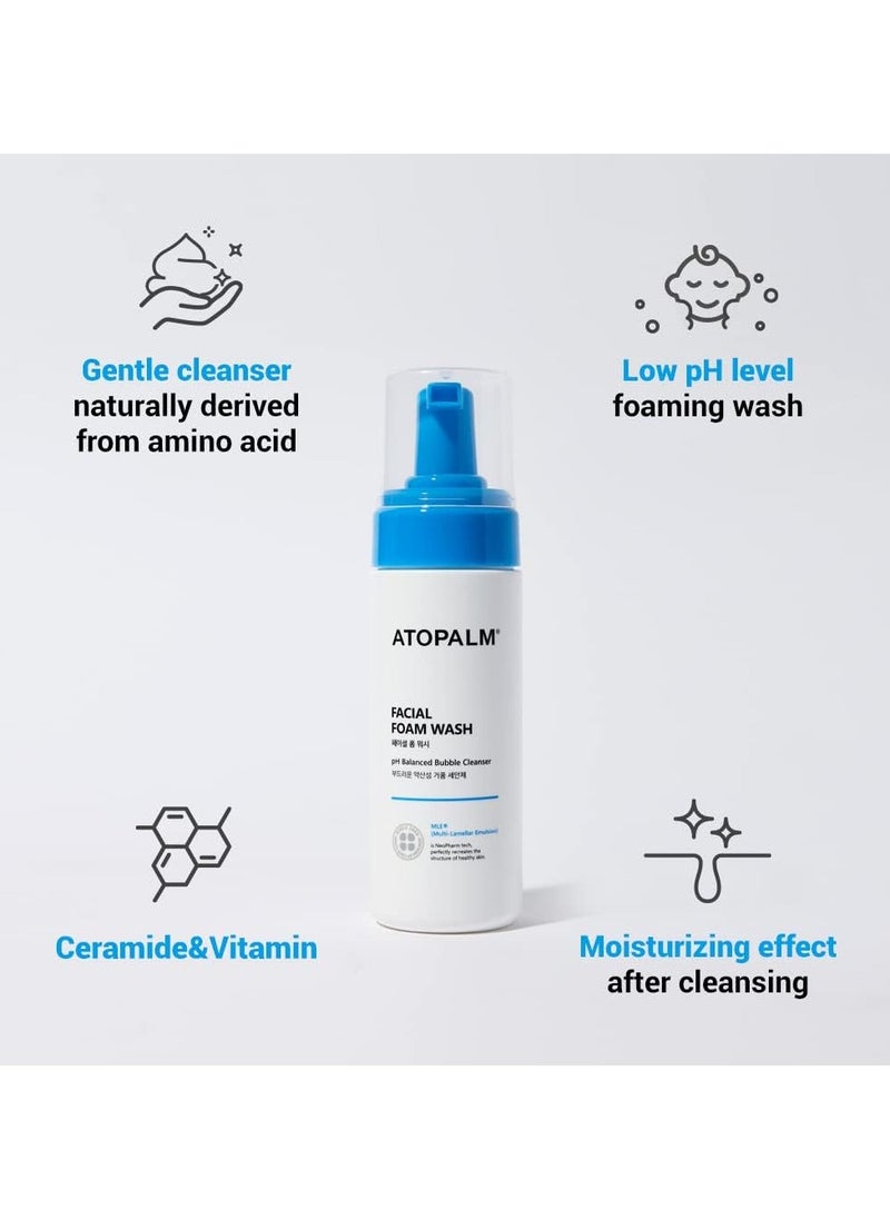 Atopalm Facial Foam Wash - pH Balanced Bubble Cleanser, Tear Free, Sulfate ,Paraben Free, Hypoallergenic for Sensitive Skin, EWG Green Grade, Foaming Facial Cleanser 5.07 Fl Oz, 150ml