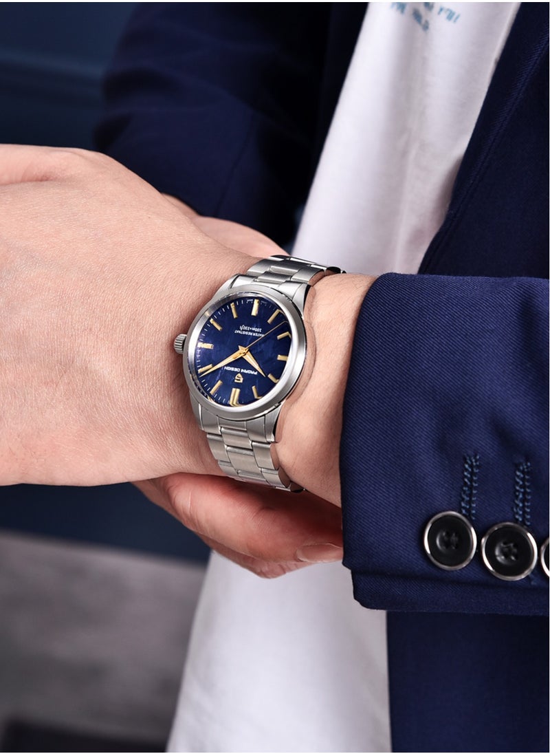 New Men's Quartz Watches, High-Quality Imported Movement, Stainless Steel Frame With Unique Meteorite Blue Surface And Golden Hands, Luxurious And Fashionable PD1734