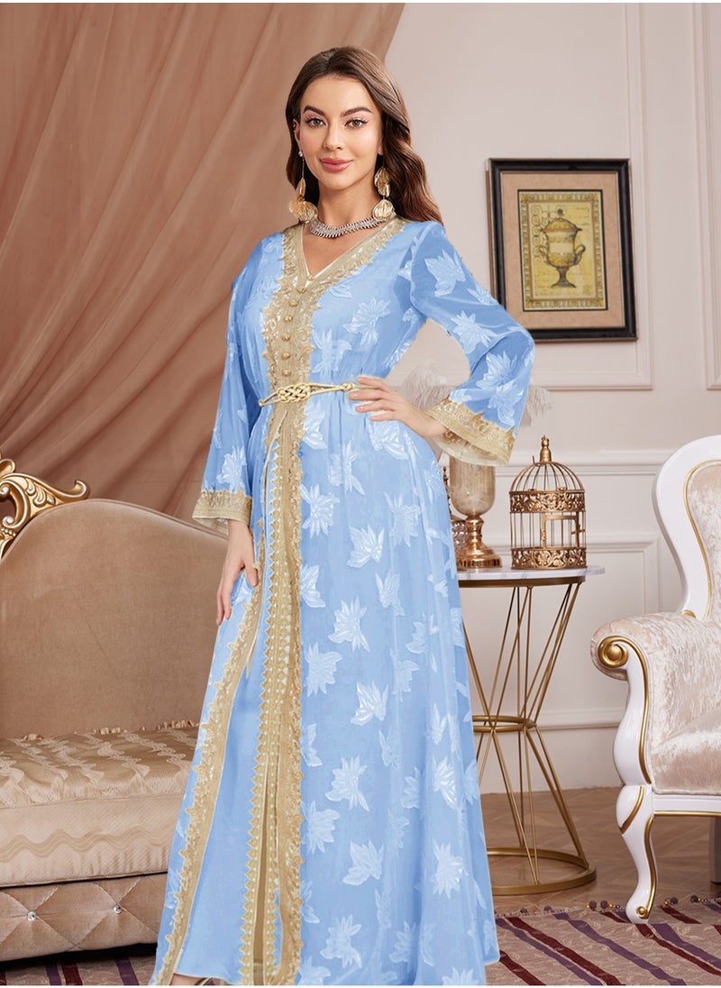 Printing Abaya Dress for Women Dubai Sadui Fancy Moroccan Kaftan Wedding Attire Collection