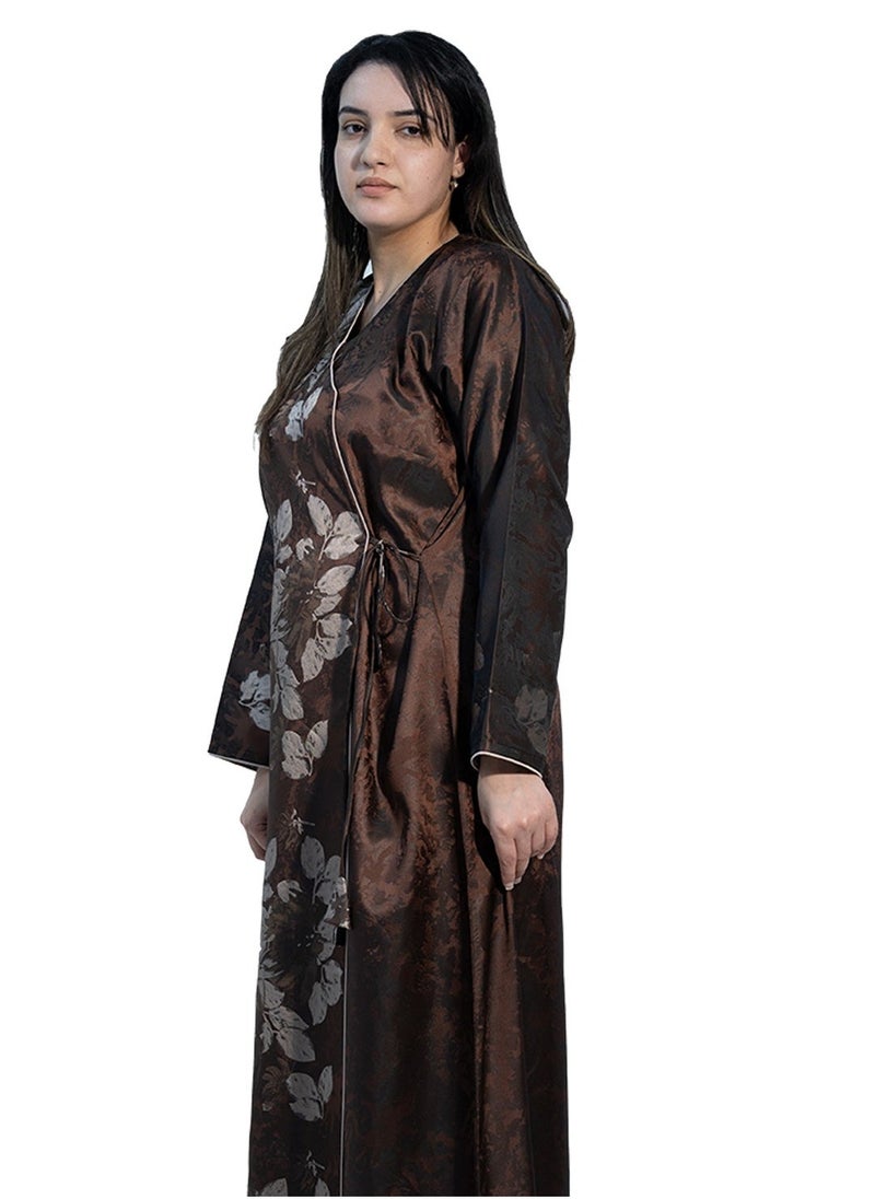 Floral print Jacquard abaya-664