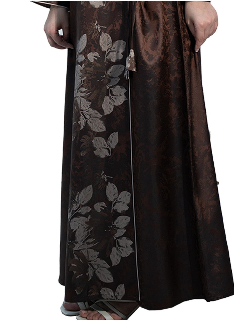 Floral print Jacquard abaya-664