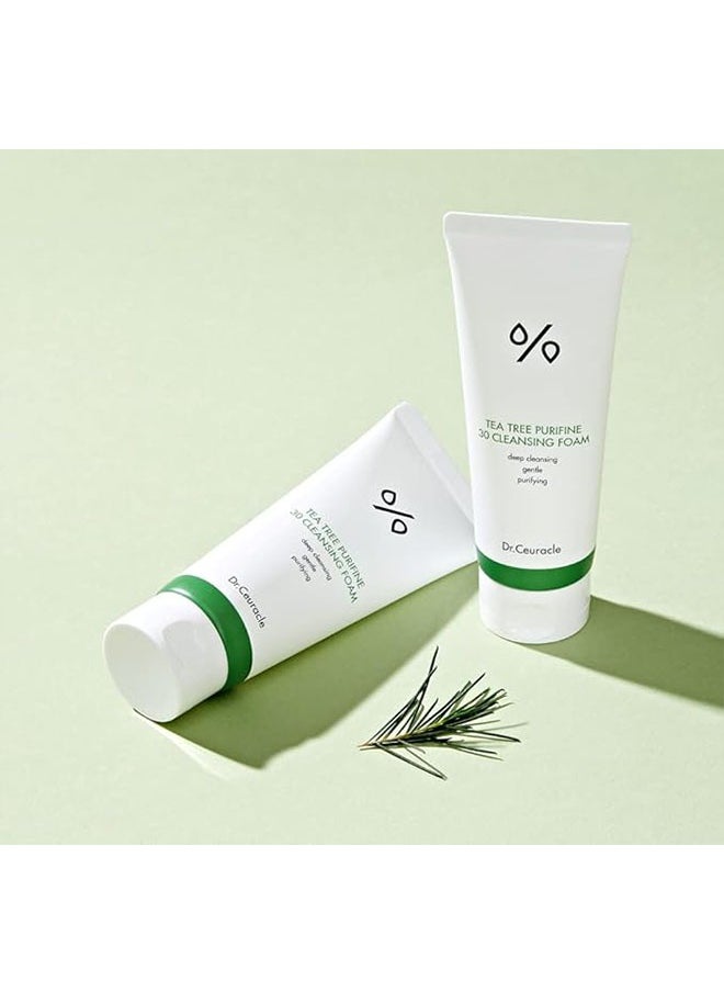 Tea Tree Purifine Cleansing Foam, Mild Gel to Foam Cleanser with Tea Tree Extract, Soothing, Sebum Control, Hydration for Sensitive, Daily Hydrating Skin Anti Acne