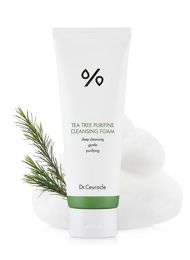 Tea Tree Purifine Cleansing Foam, Mild Gel to Foam Cleanser with Tea Tree Extract, Soothing, Sebum Control, Hydration for Sensitive, Daily Hydrating Skin Anti Acne