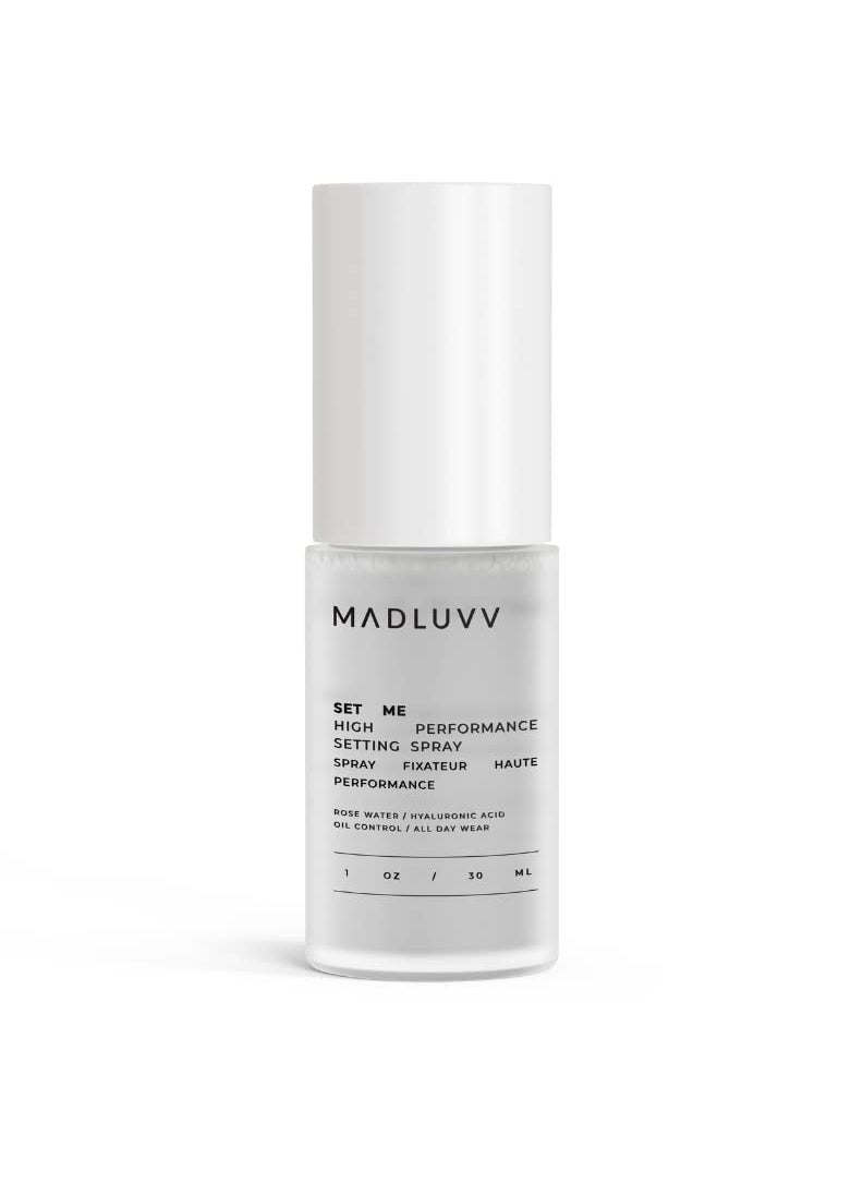 MADLUVV Set Me Illuminating Makeup Setting Spray, Hyaluronic Acid & Rosewater Mist for a Hydrated Glow – 1 oz. Mini