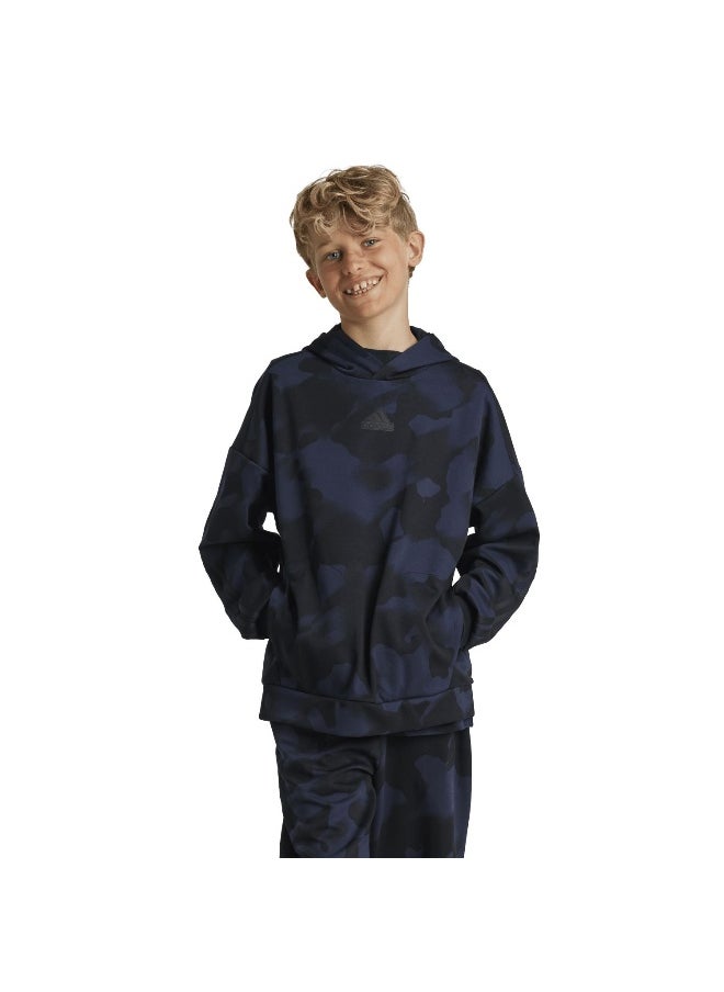 adidas J Fi Aop Hd Black Training Sweatshirts 7-8Y