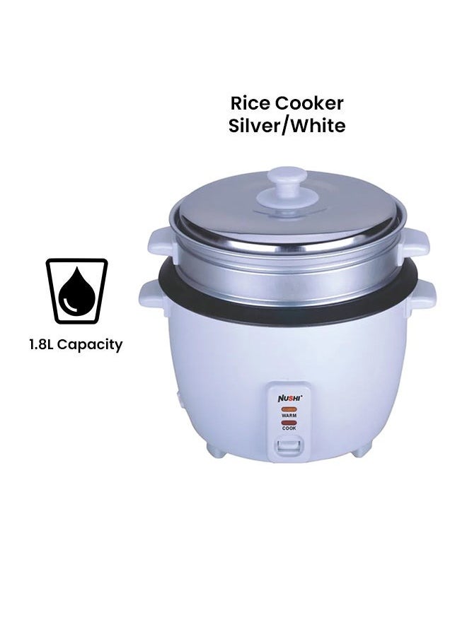Rice Cooker 4 Liter Silver/White