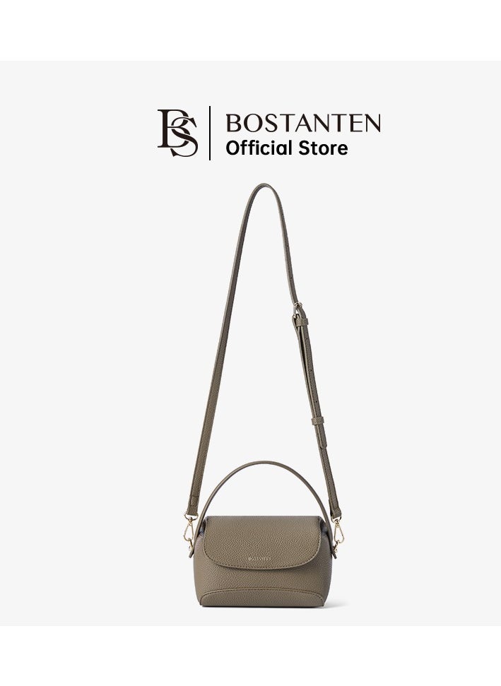 BOSTANTEN Vegan Leather Satchel Bag – Quilted Crossbody Purse for Women, Small Tote Shoulder Handbag with Detachable Strap / Brown