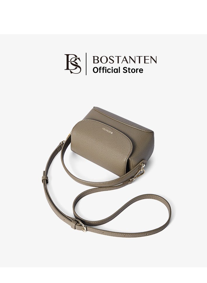 BOSTANTEN Vegan Leather Satchel Bag – Quilted Crossbody Purse for Women, Small Tote Shoulder Handbag with Detachable Strap / Brown
