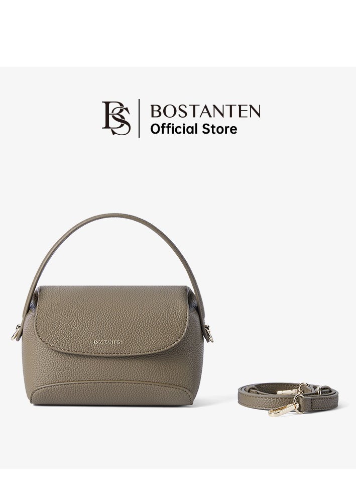 BOSTANTEN Vegan Leather Satchel Bag – Quilted Crossbody Purse for Women, Small Tote Shoulder Handbag with Detachable Strap / Brown