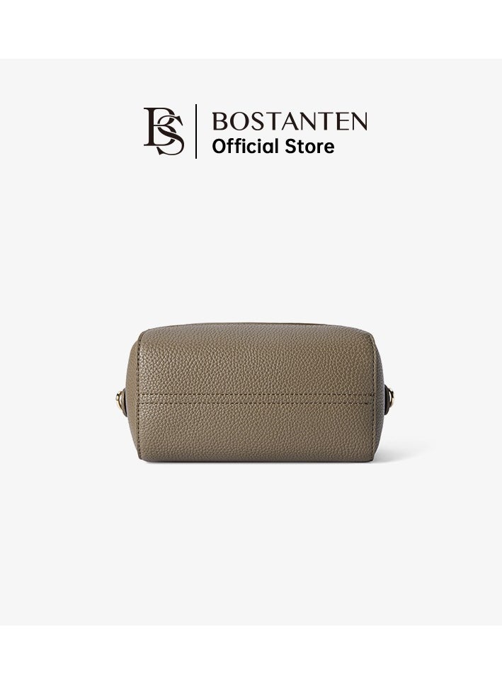 BOSTANTEN Vegan Leather Satchel Bag – Quilted Crossbody Purse for Women, Small Tote Shoulder Handbag with Detachable Strap / Brown