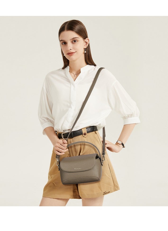 BOSTANTEN Vegan Leather Satchel Bag – Quilted Crossbody Purse for Women, Small Tote Shoulder Handbag with Detachable Strap / Brown