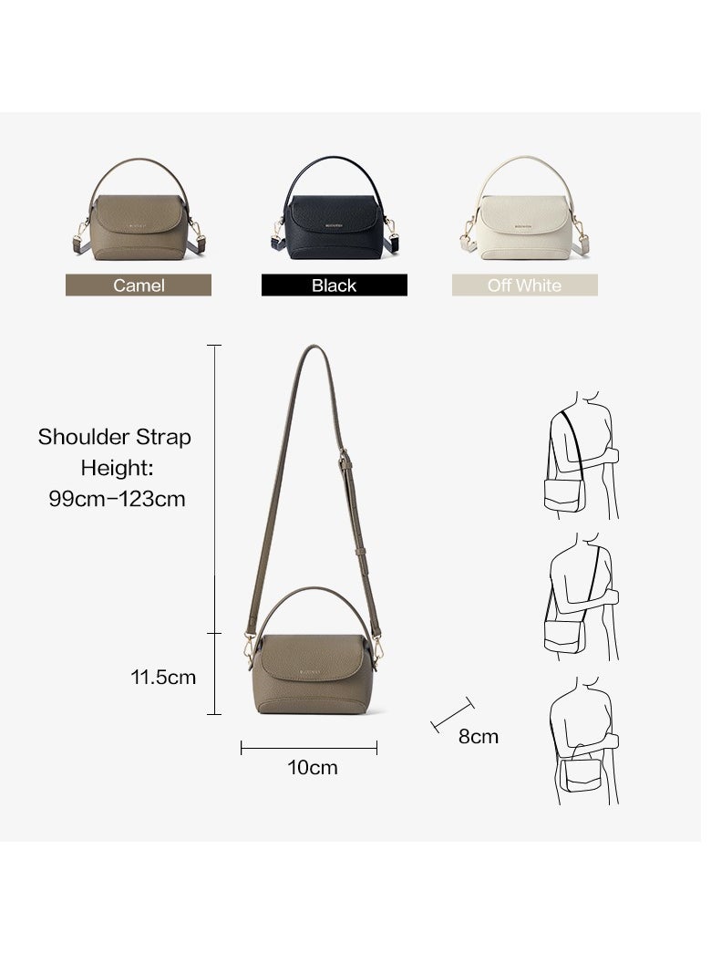 BOSTANTEN Vegan Leather Satchel Bag – Quilted Crossbody Purse for Women, Small Tote Shoulder Handbag with Detachable Strap / Brown