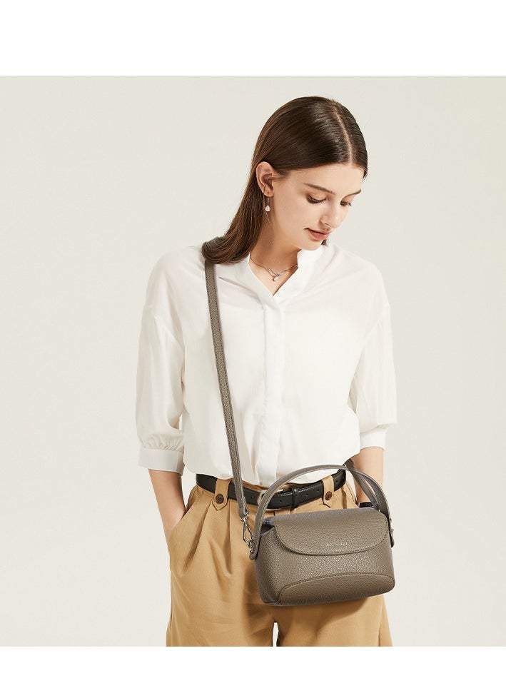 BOSTANTEN Vegan Leather Satchel Bag – Quilted Crossbody Purse for Women, Small Tote Shoulder Handbag with Detachable Strap / Brown