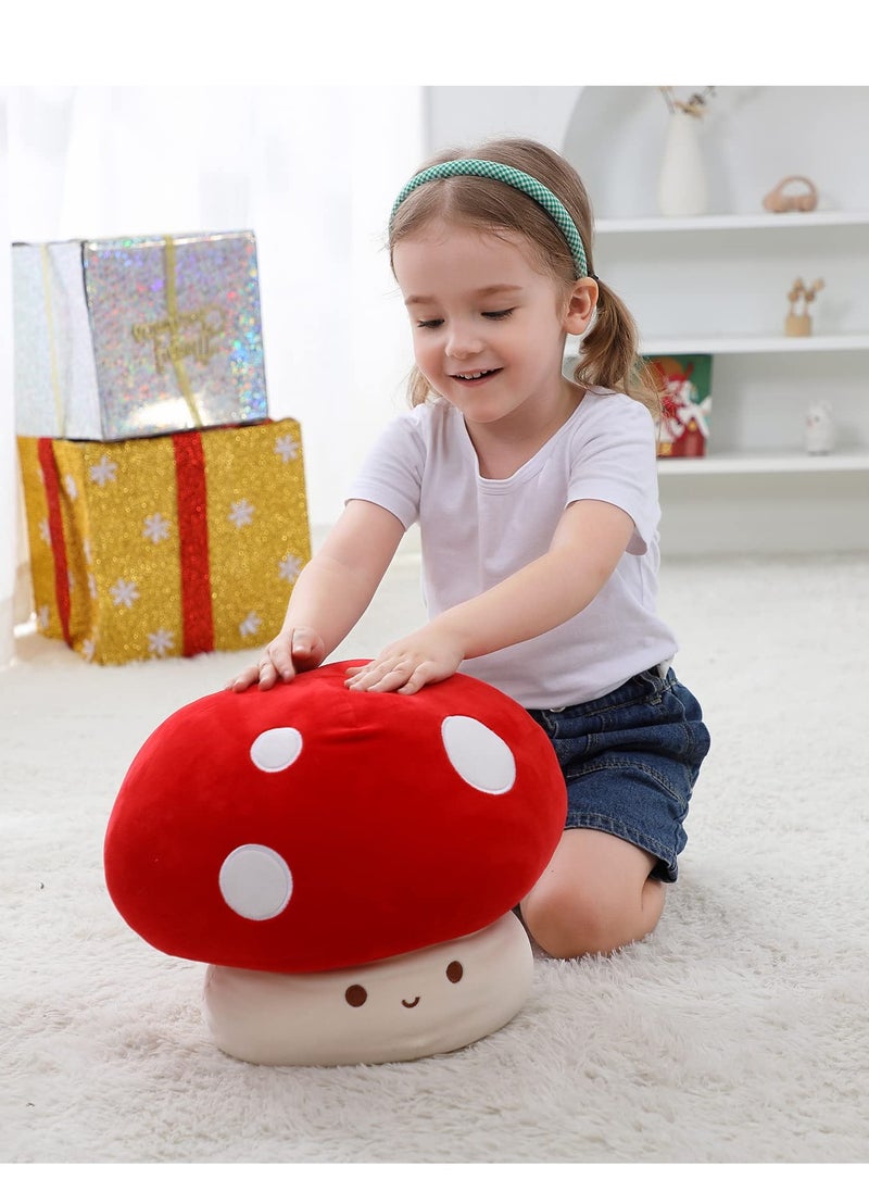 Mushroom Plush Toy for Beds and Sofas, Cute Kawaii Squishy Doll Stuffed Hugging Pillows Gift for Girls Kids Women Decor , Plushie Toys for Kids Home Decor  (Red,9inch)