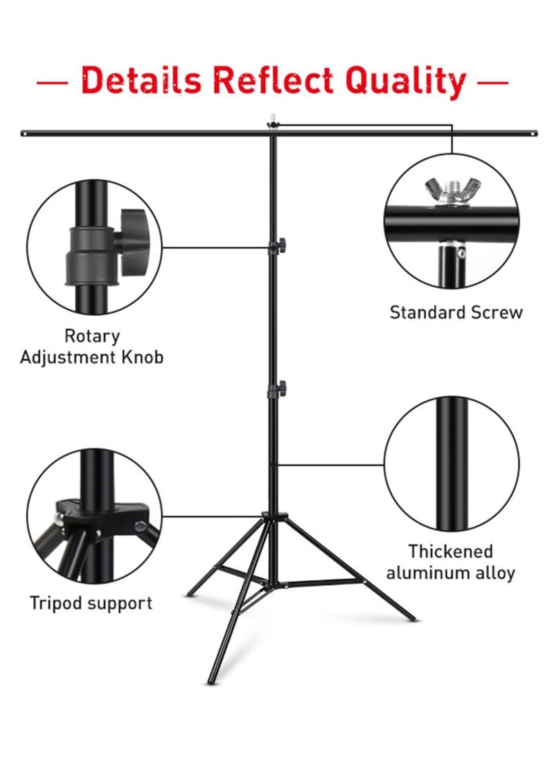 Professional Photography Photo Backdrop Stand T-Shape Background Frame Support Stand with Clamps for Video Studio