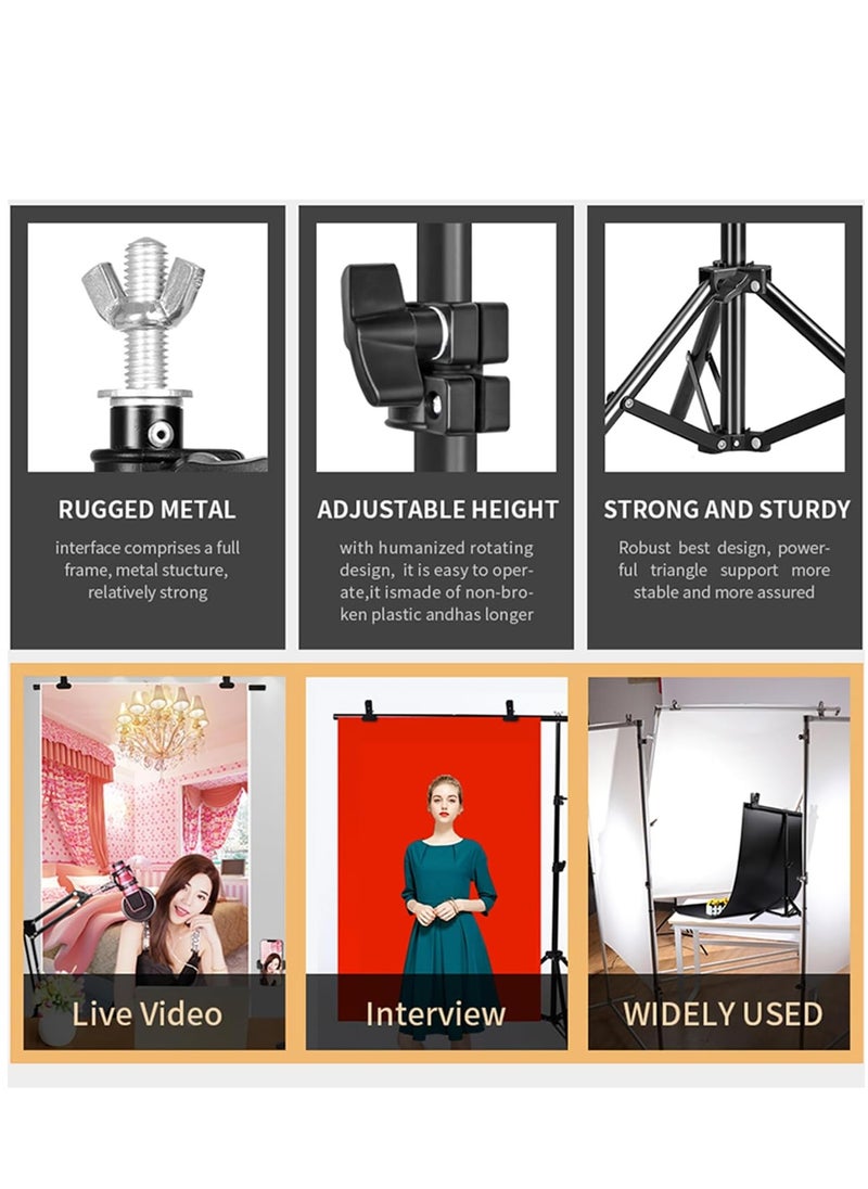 Professional Photography Photo Backdrop Stand T-Shape Background Frame Support Stand with Clamps for Video Studio