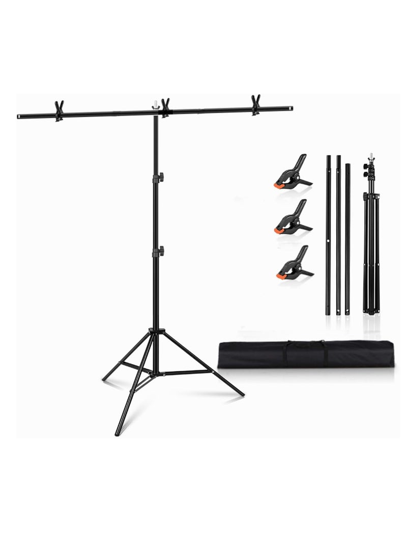 Professional Photography Photo Backdrop Stand T-Shape Background Frame Support Stand with Clamps for Video Studio