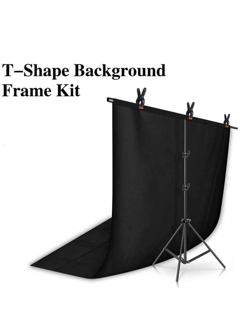 Professional Photography Photo Backdrop Stand T-Shape Background Frame Support Stand with Clamps for Video Studio