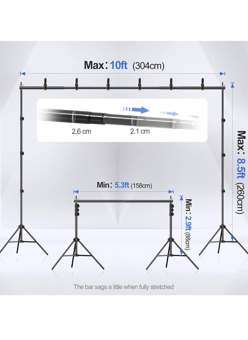 Photo Backdrop Stand Kit Photography Kit Adjustable Background Stand Support System for Studio Photoshoot Photography Backdrop Background Bracket Wedding Party 2.6 x 3 M
