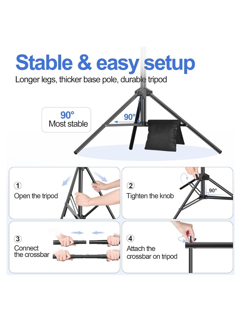 Photo Backdrop Stand Kit Photography Kit Adjustable Background Stand Support System for Studio Photoshoot Photography Backdrop Background Bracket Wedding Party 2.6 x 3 M