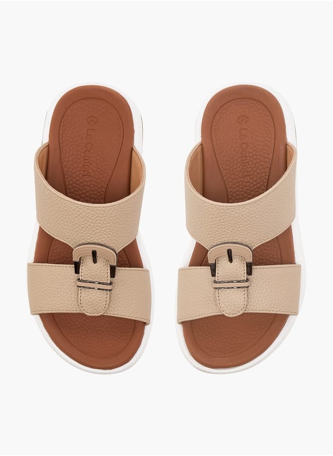 Boys Textured Arabic Sandals with Buckle Detail