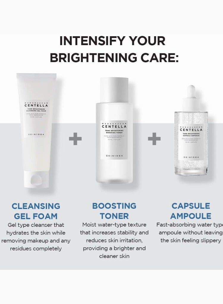 SKIN1004 Madagascar Centella Tone Brightening Boosting Foam & Toner – Gentle Cleansing & Hydrating Toner Duo for Radiant Skin 335ml