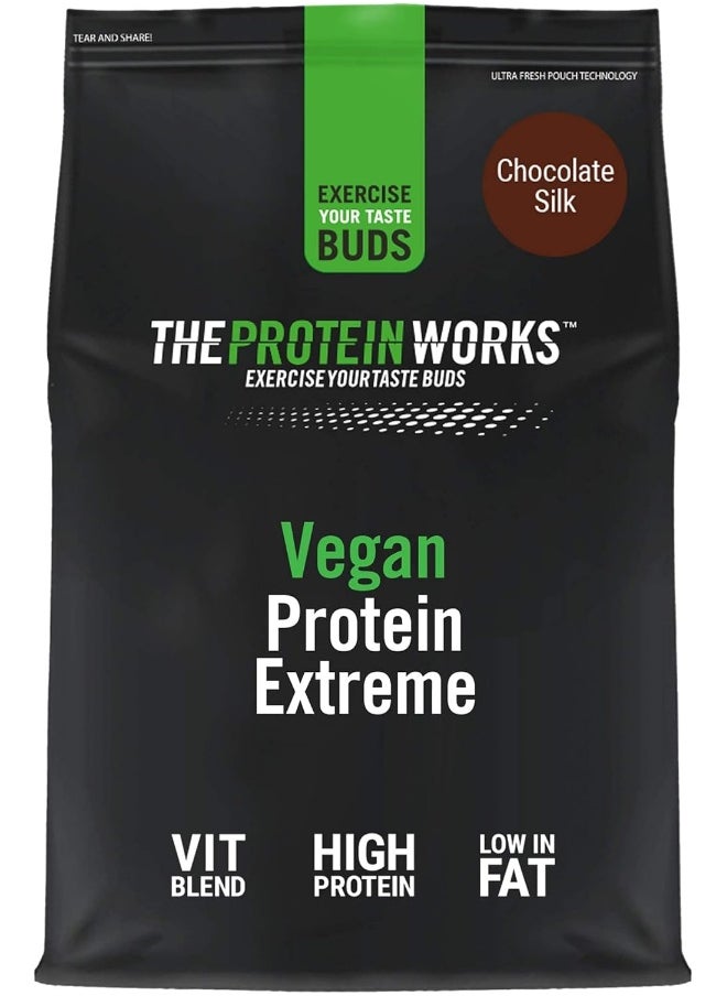 Vegan Extreme Added Vitamin Blend Vegan Powder Plant Based Shake 28 Servings Chocolate Silk 1Kg