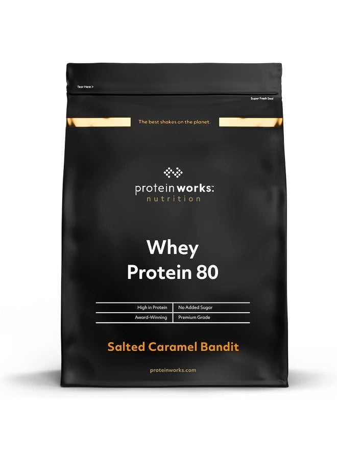 Whey 80 Powder Low Calorie Shake Whey Shake 57 Servings Salted Caramel Bandit 2Kg