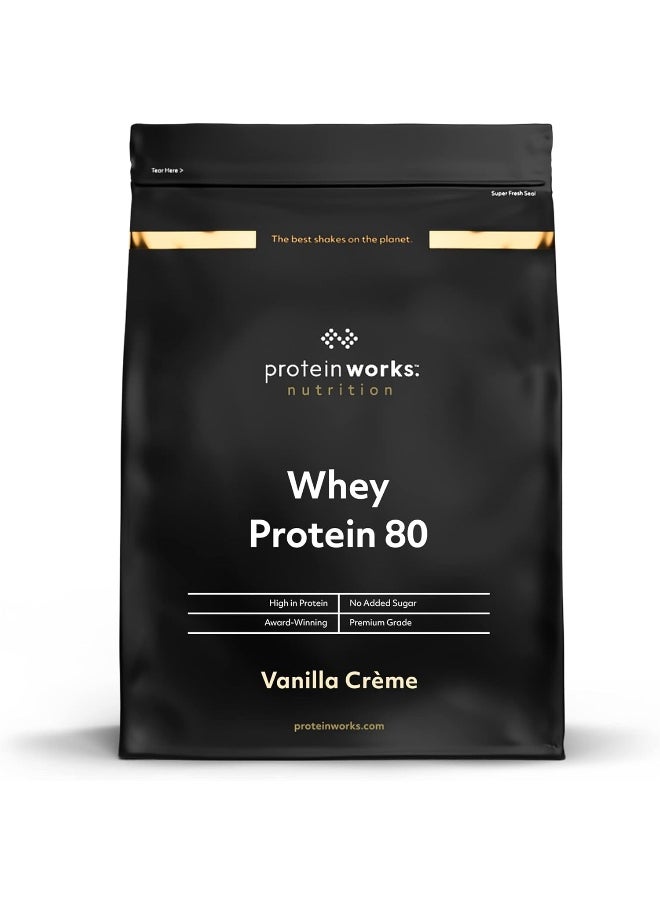 Whey Protein 80 Powder Low Calorie Protein Shake Whey Protein Shake 28 Servings Vanilla Creme 1Kg