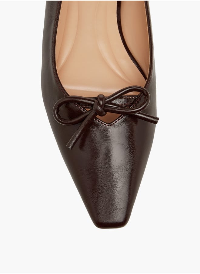 Women's Bow Accent Square Toe Shoes with Buckle Closure
