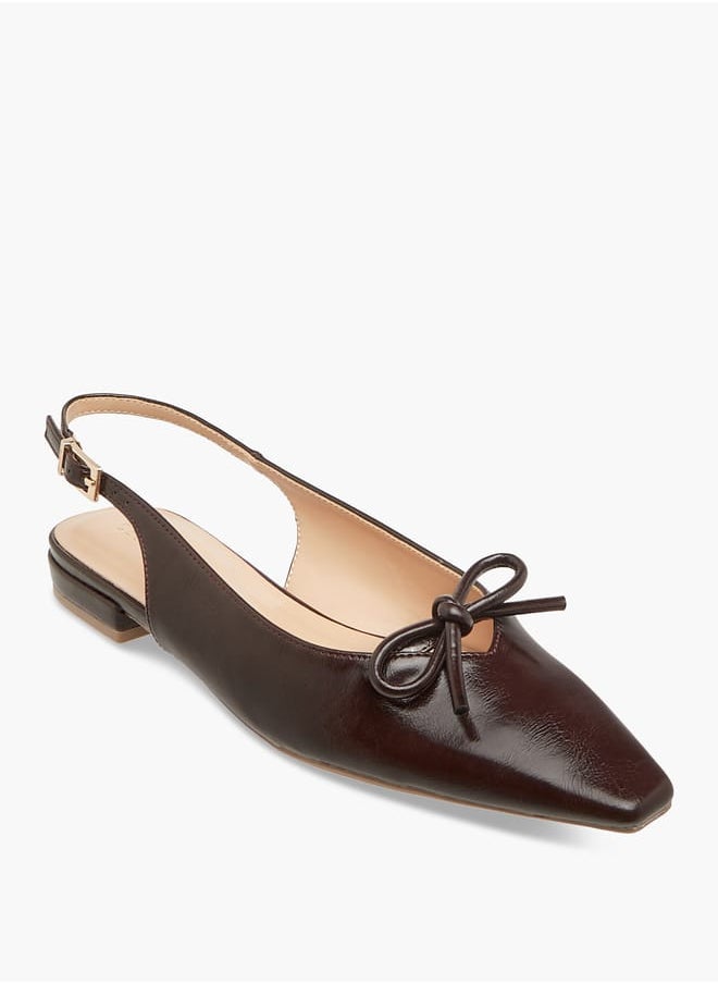 Women's Bow Accent Square Toe Shoes with Buckle Closure