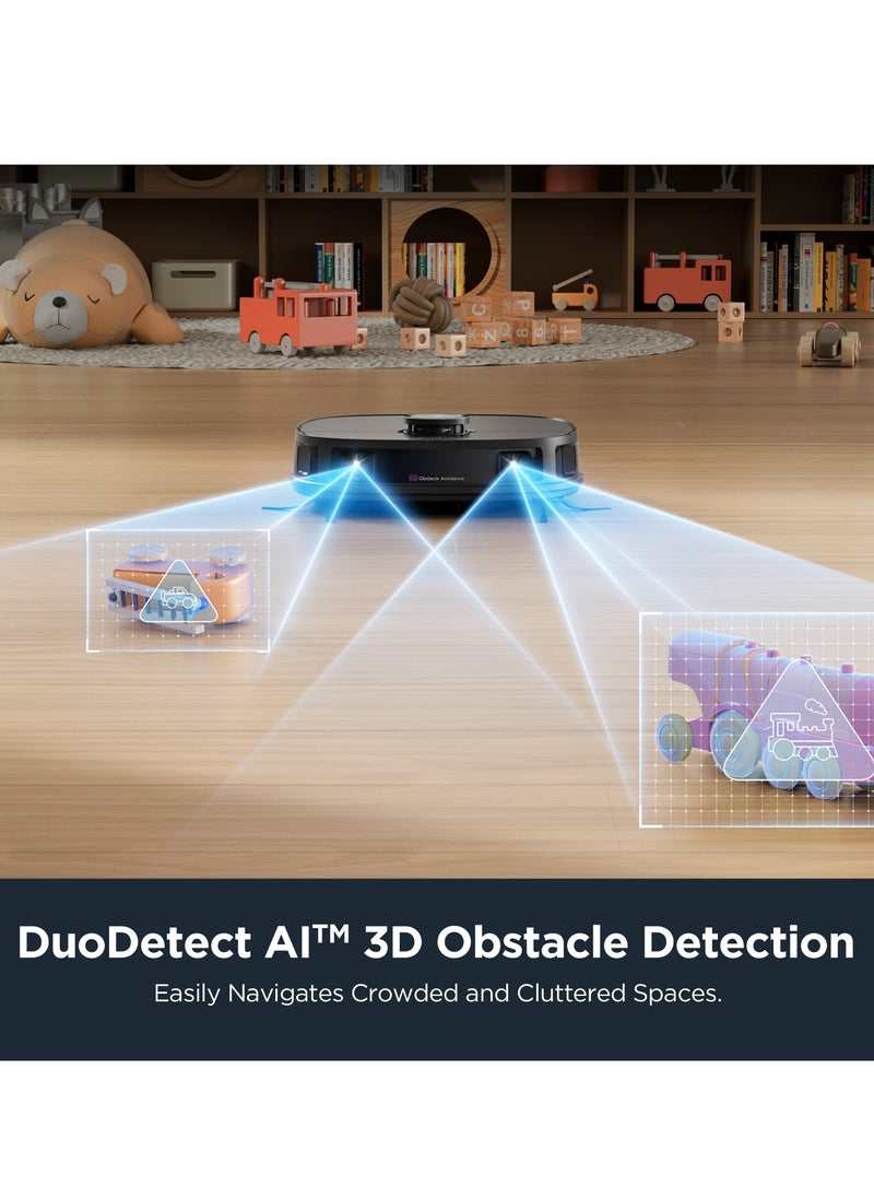 EUREKA Robot Vacuum Cleaner & Mop All-in-One Station, AI 3D Obstacle Detection, Intelligent Pet Bypass, Car Carpet Detection, Ideal Against Pet Hair, App & Voice Control, J12 Black